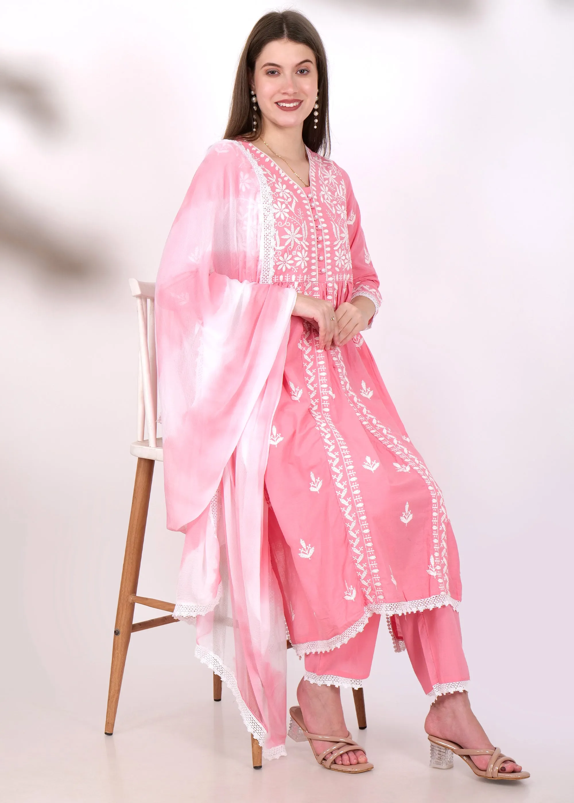 Blush Pink Embroidered Suit Set