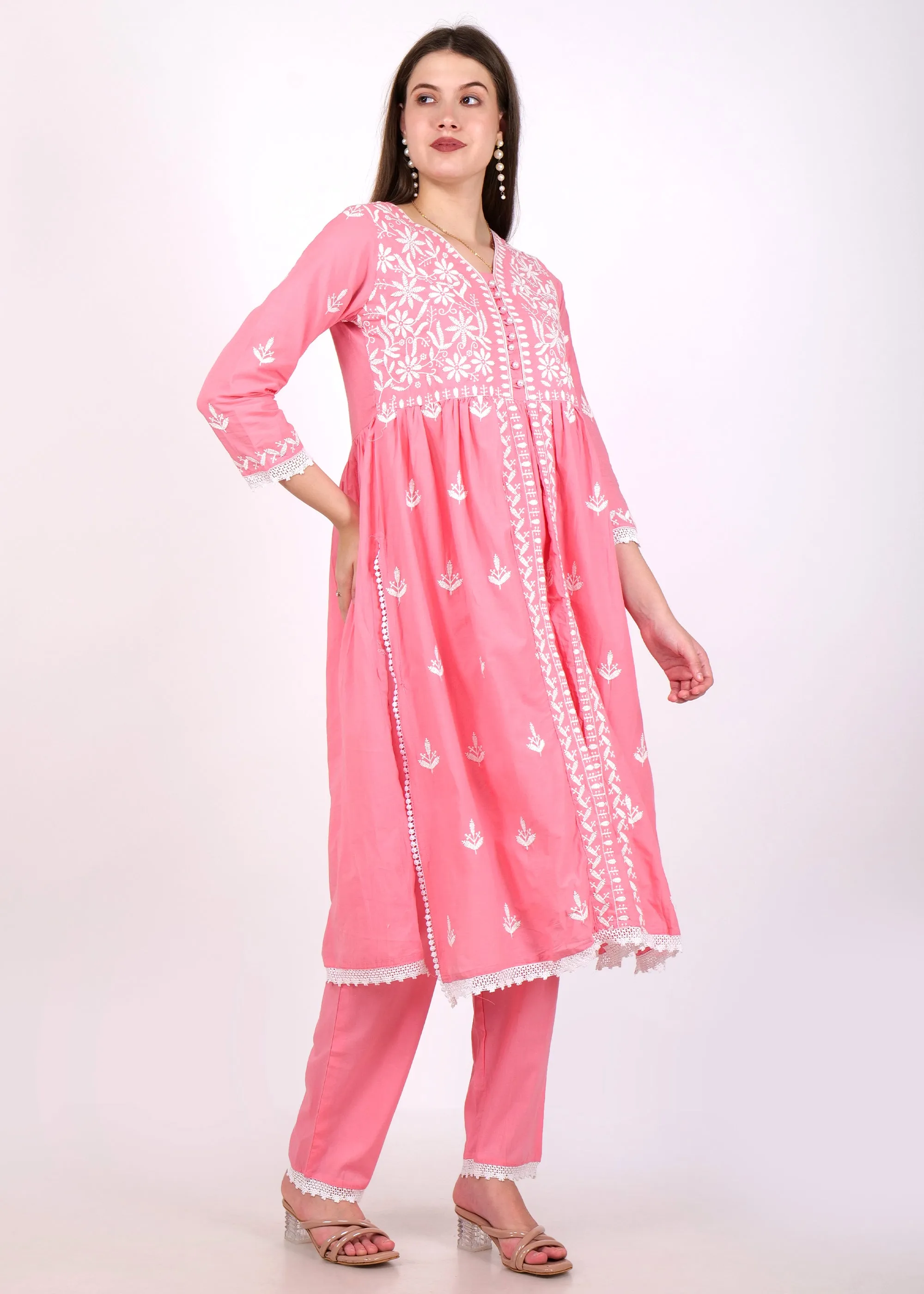 Blush Pink Embroidered Suit Set