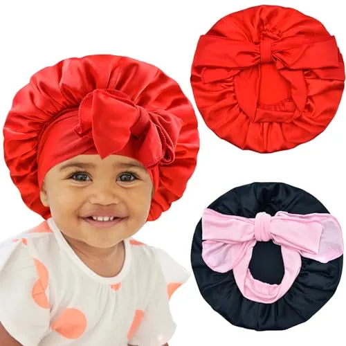 BONNET QUEEN Baby Bonnet Kids Bonnet Satin Newborn Bonnet Toddler Bonnets for Girls Boys with Tie Band Bow Baby Bonnet 6-12 Months 2Pcs Smile & Whales