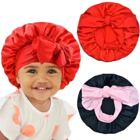 BONNET QUEEN Baby Bonnet Kids Bonnet Satin Newborn Bonnet Toddler Bonnets for Girls Boys with Tie Band Bow Baby Bonnet 6-12 Months 2Pcs Smile & Whales