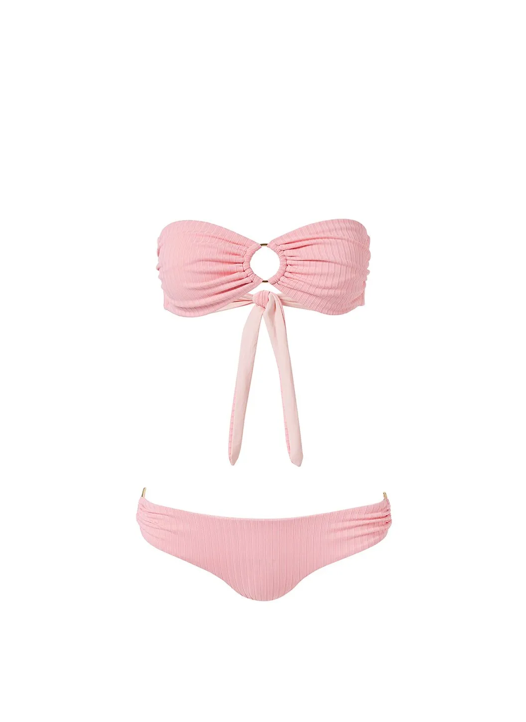 Evita Blush Ribbed Bikini Top