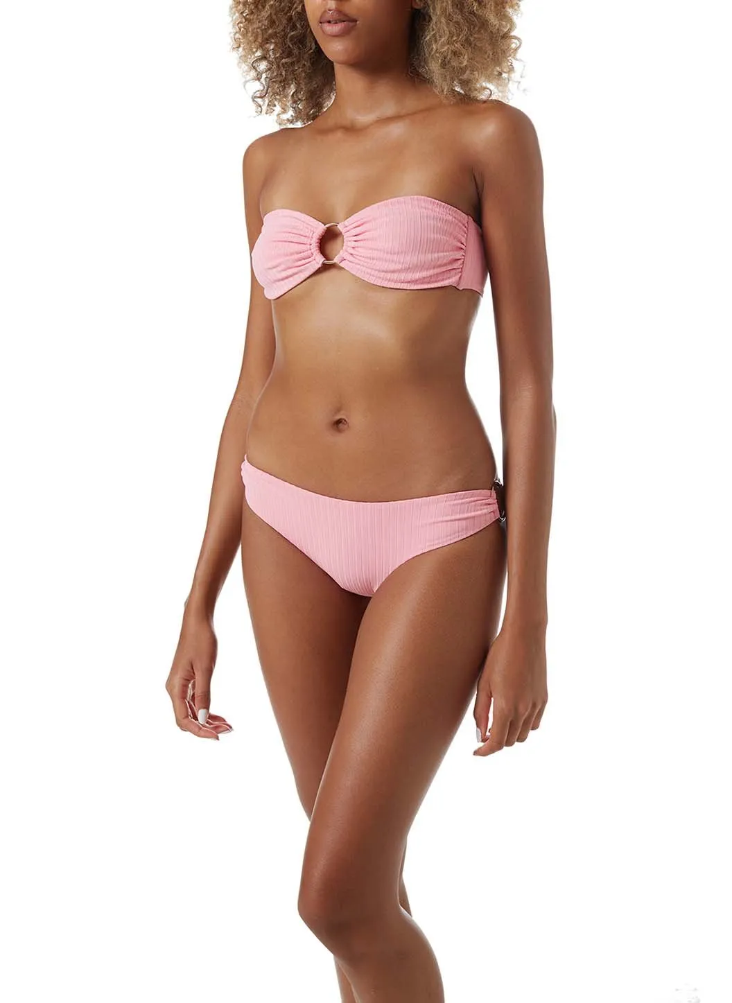 Evita Blush Ribbed Bikini Top