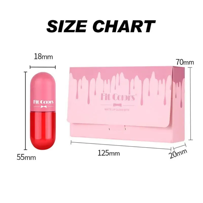 Fit Colors - 5pcs Mini Capsule Lipgloss Set Waterproof & Long-lasting