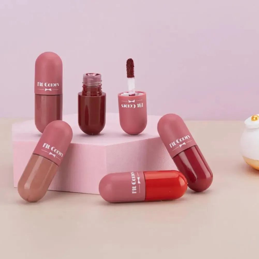 Fit Colors - 5pcs Mini Capsule Lipgloss Set Waterproof & Long-lasting