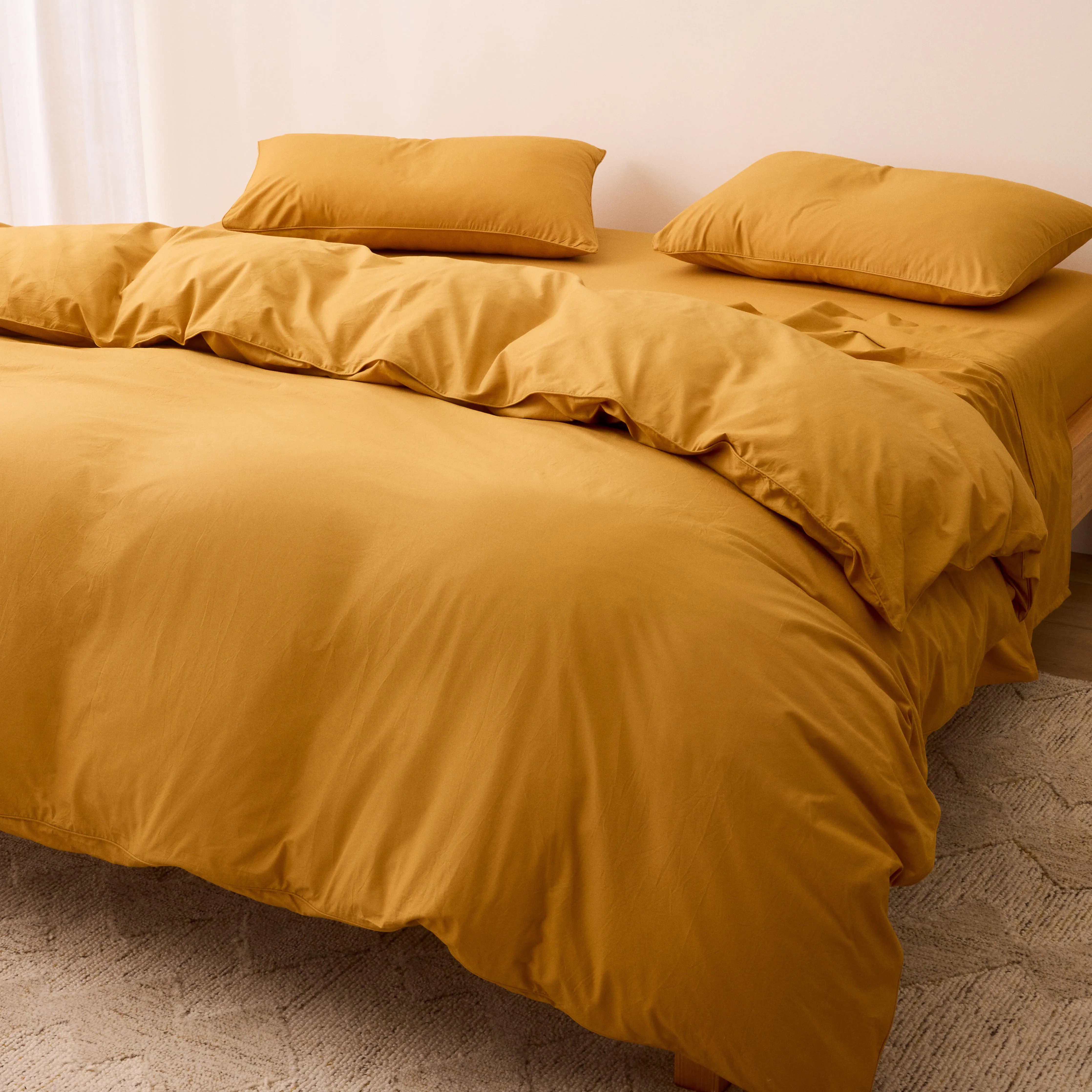 Leo Washed Cotton - Mustard Kids Quilt Cover